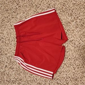 ADIDAS RED RUNNING SHORTS